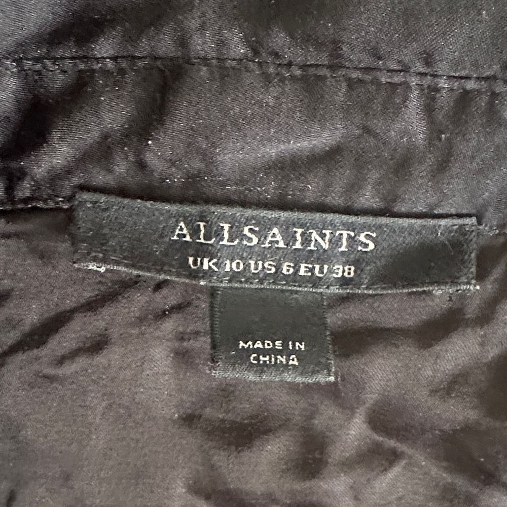 All Saints Black Floral Satin Button-Up Blouse - Picture 5 of 5